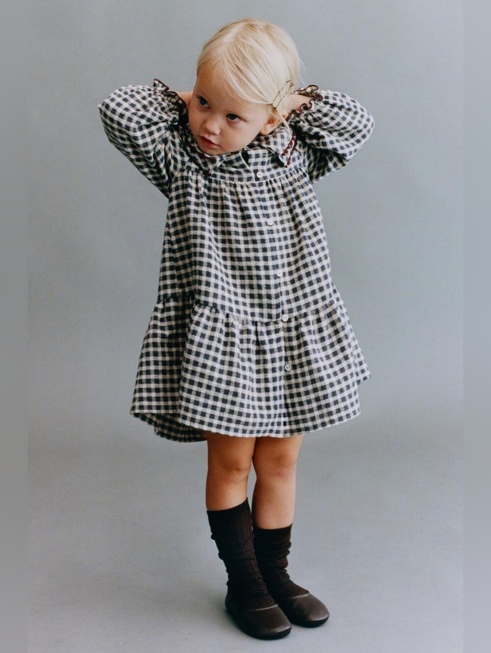 Zara Checkered Dress With wavy Red trim Cottagecore